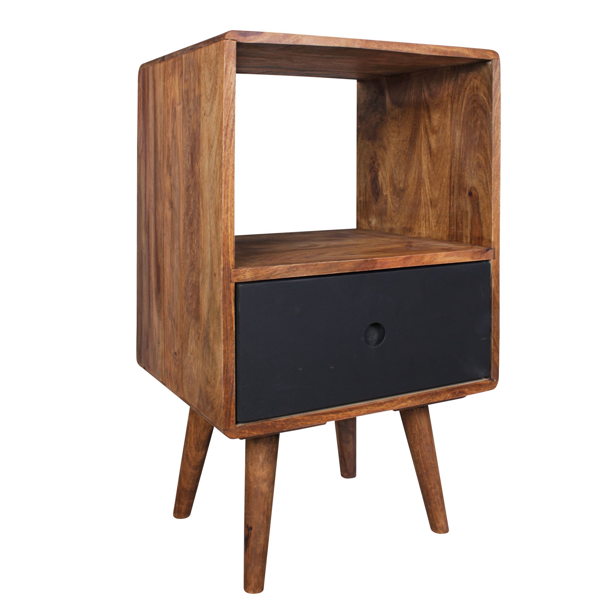 Retro nachtkonsole nachtschrank holz nachtkästchen schlafzimmer braun / schwarz