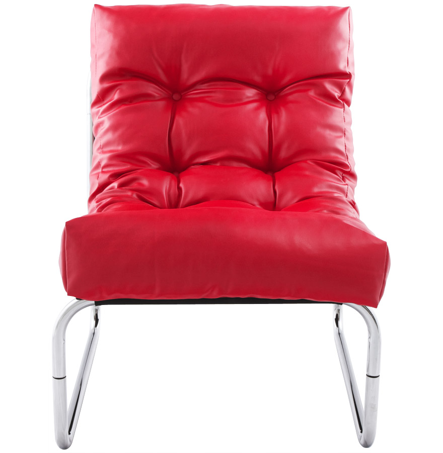 Alterego Sessel LOFT Gestellfarbe Chrom Sitzfläche Rot
