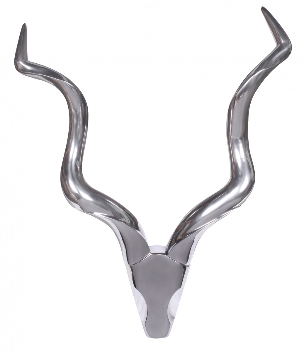 Hirschgeweih wanddekoration 80 cm alu moderne deko silber metall geweih wand