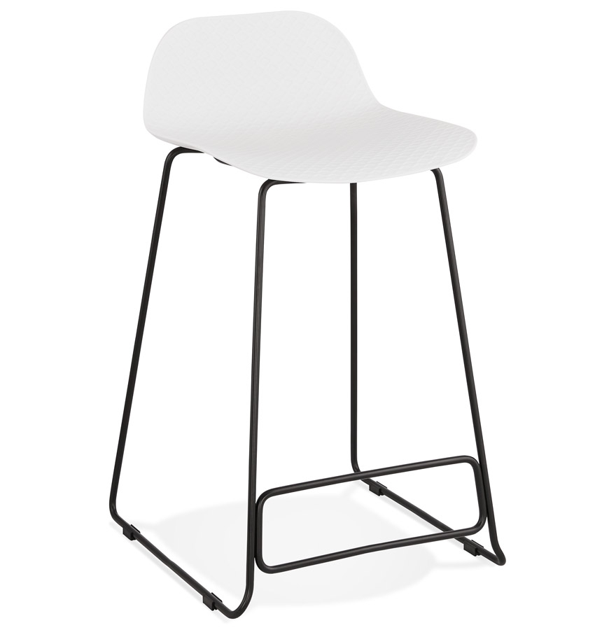 Alterego Barhocker BABYLOS MINI Gestellfarbe Schwarz Sitzfläche Weiß