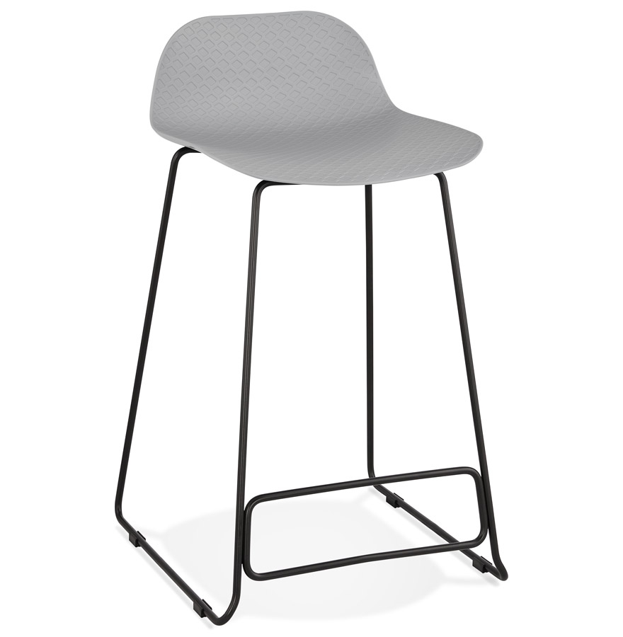 Alterego Barhocker BABYLOS MINI Gestellfarbe Schwarz Sitzfläche Grau