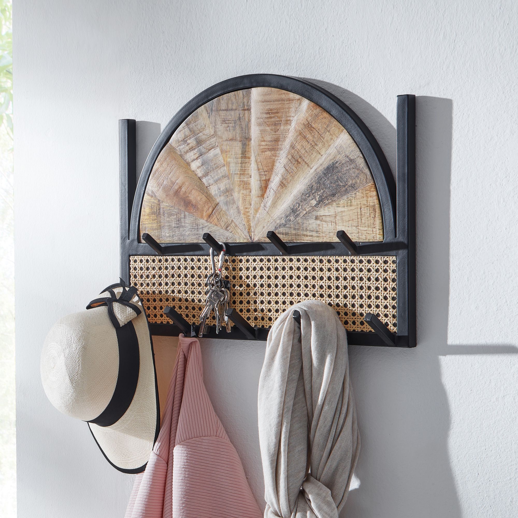Wohnling wandgarderobe massivholz 53 cm garderobe flur wiener geflecht paneel