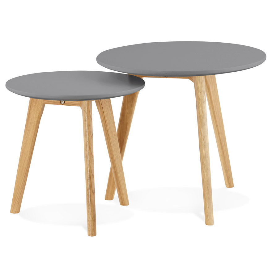 Alterego Couchtisch GABY Gestellfarbe Natur Tischplatte Dunkelgrau