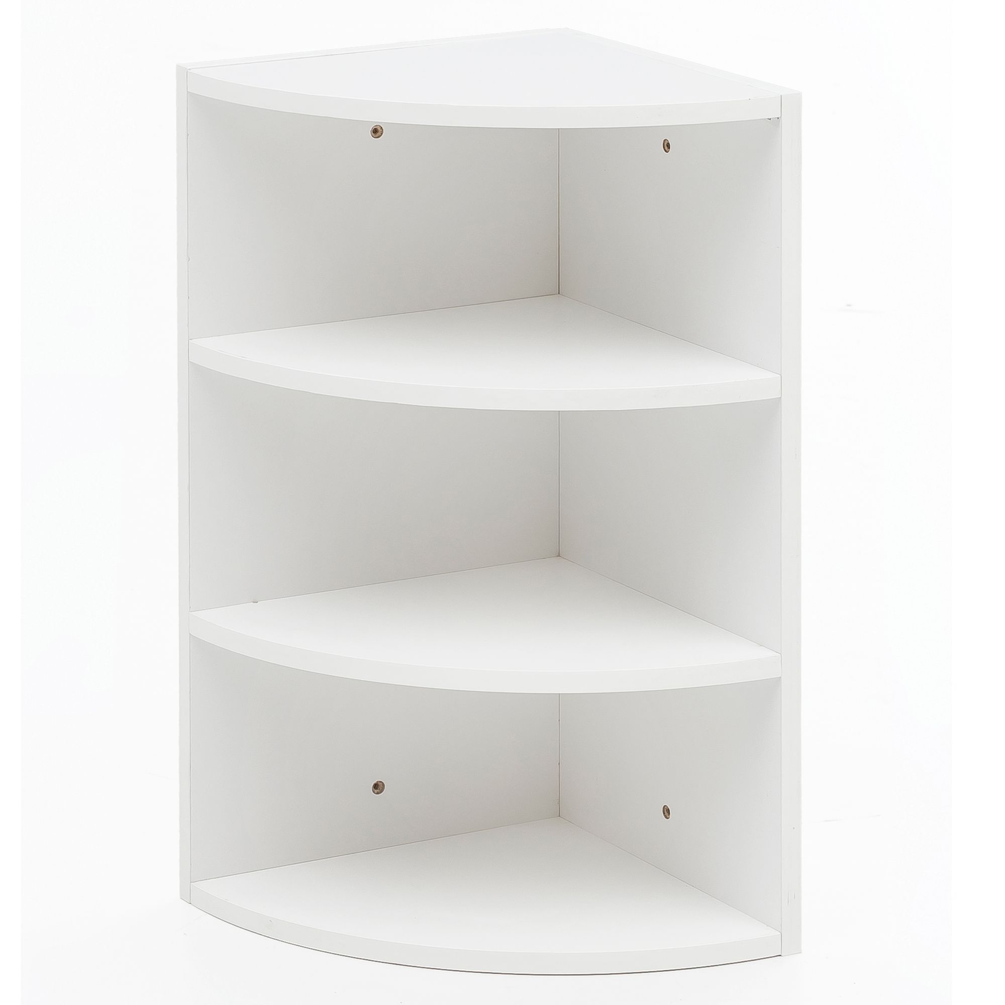 Eckregal Weiß Holz 30x60x30 cm | 3 Offene Fächer | Modernes Hängeregal mit runder Front