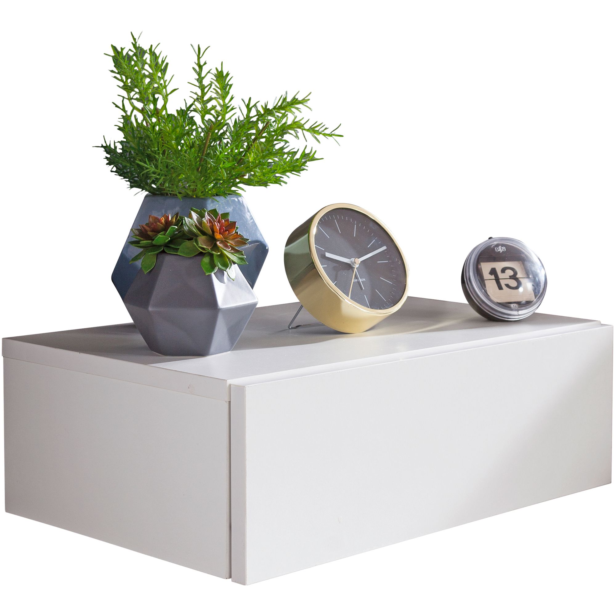 Nachtkonsole ZADAR | Weiß | 46x15x30 cm | Holz mit Schublade