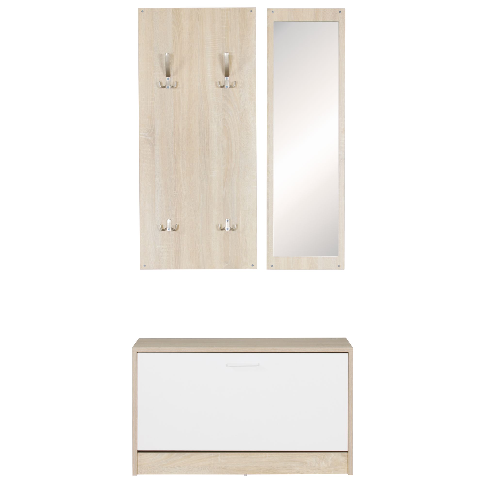 Wandgarderobe salerno mit spiegel sonoma kompaktgarderobe flur komplettgarderobe
