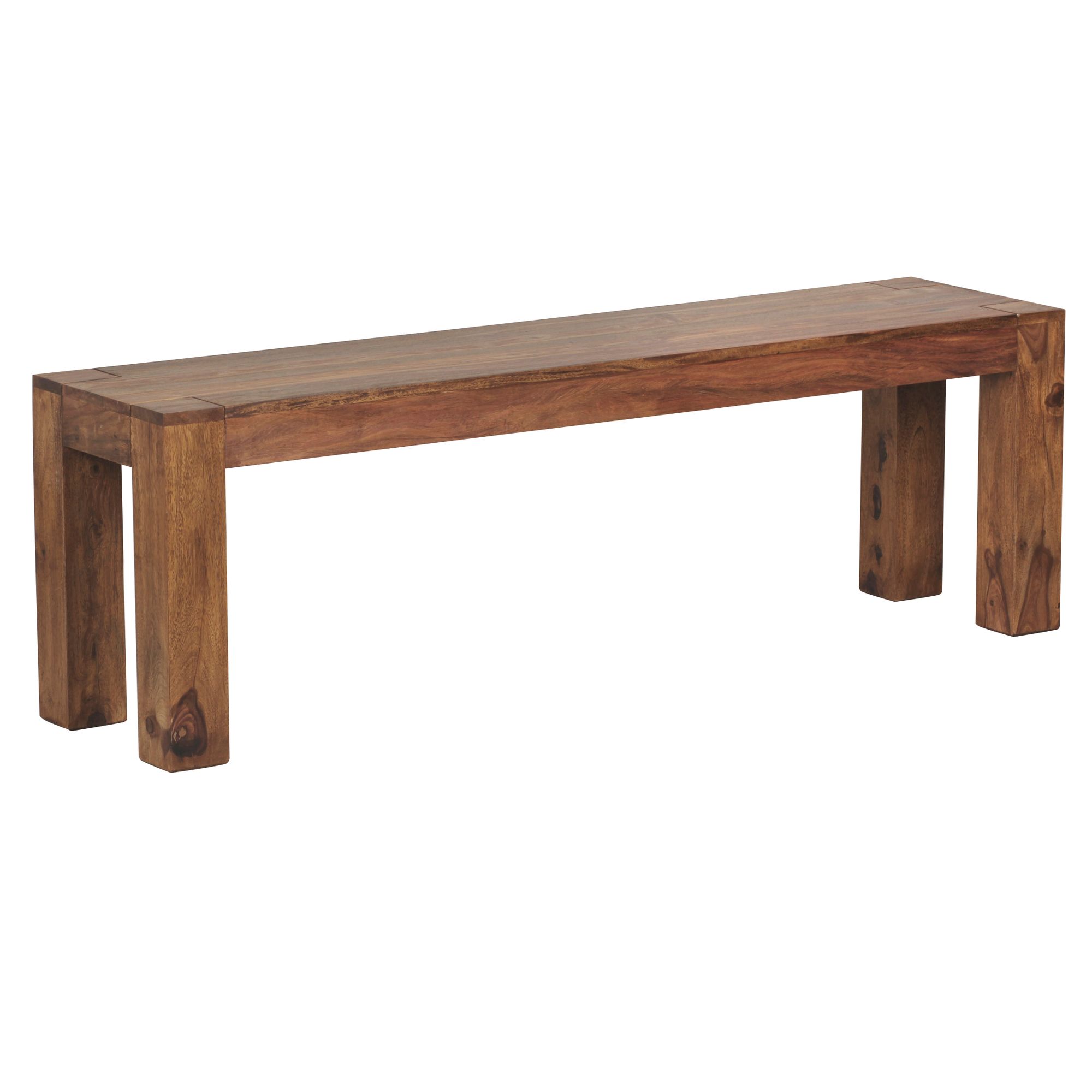 Esszimmer Sitzbank MUMBAI Massiv-Holz Sheesham | Farbe Natur | 140x45x35 cm
