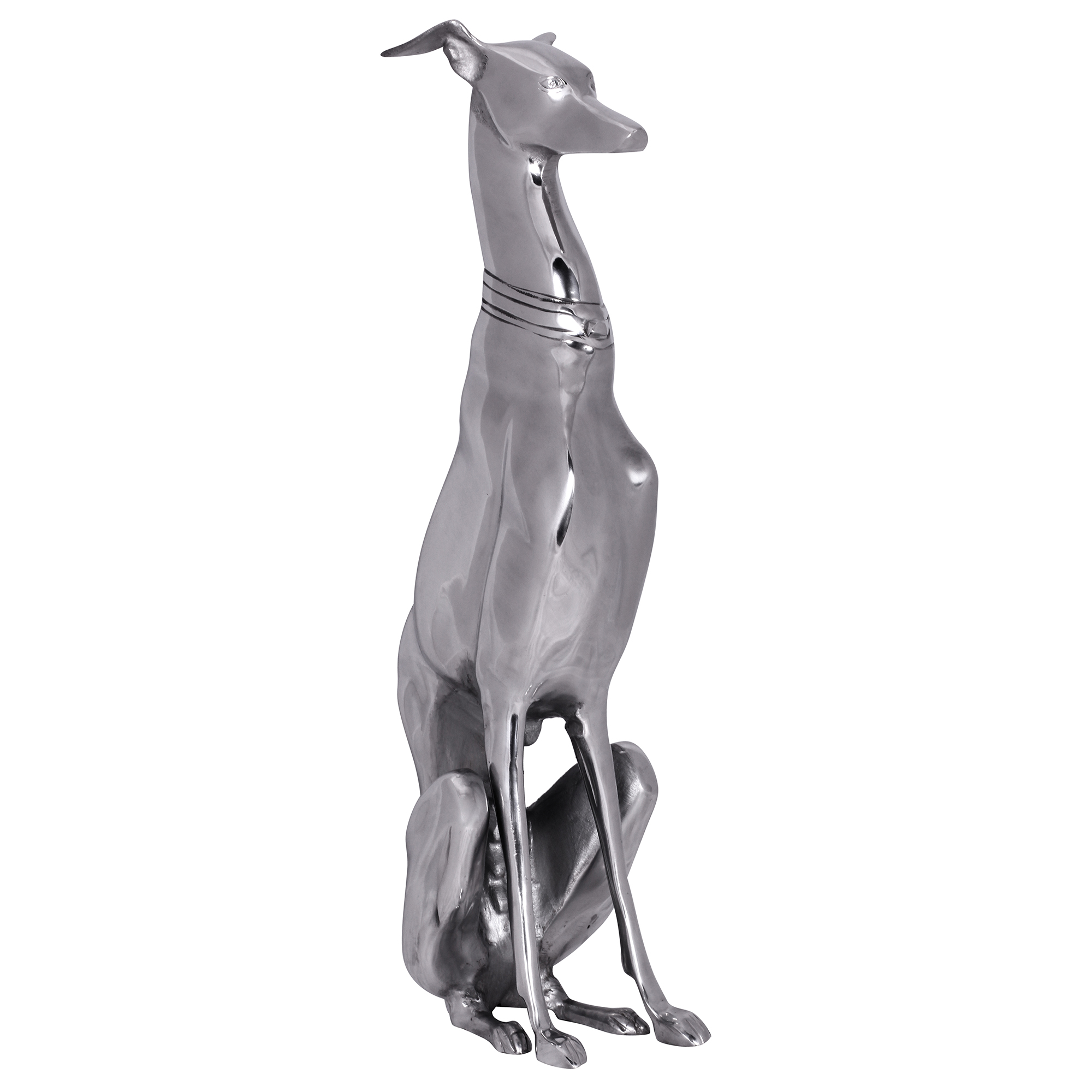 Wohnling deko design dog aus aluminium silbern windhund skulptur hundestatue