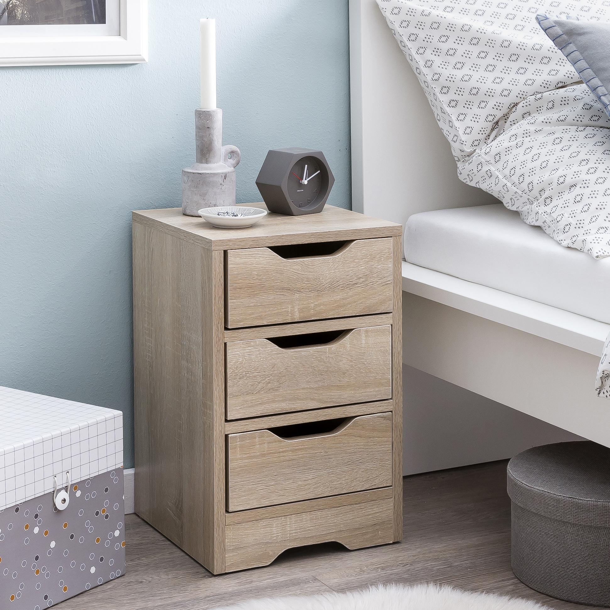 Wohnling nachtkonsole sonoma nachtkommode klein nachtschrank modern nachttisch