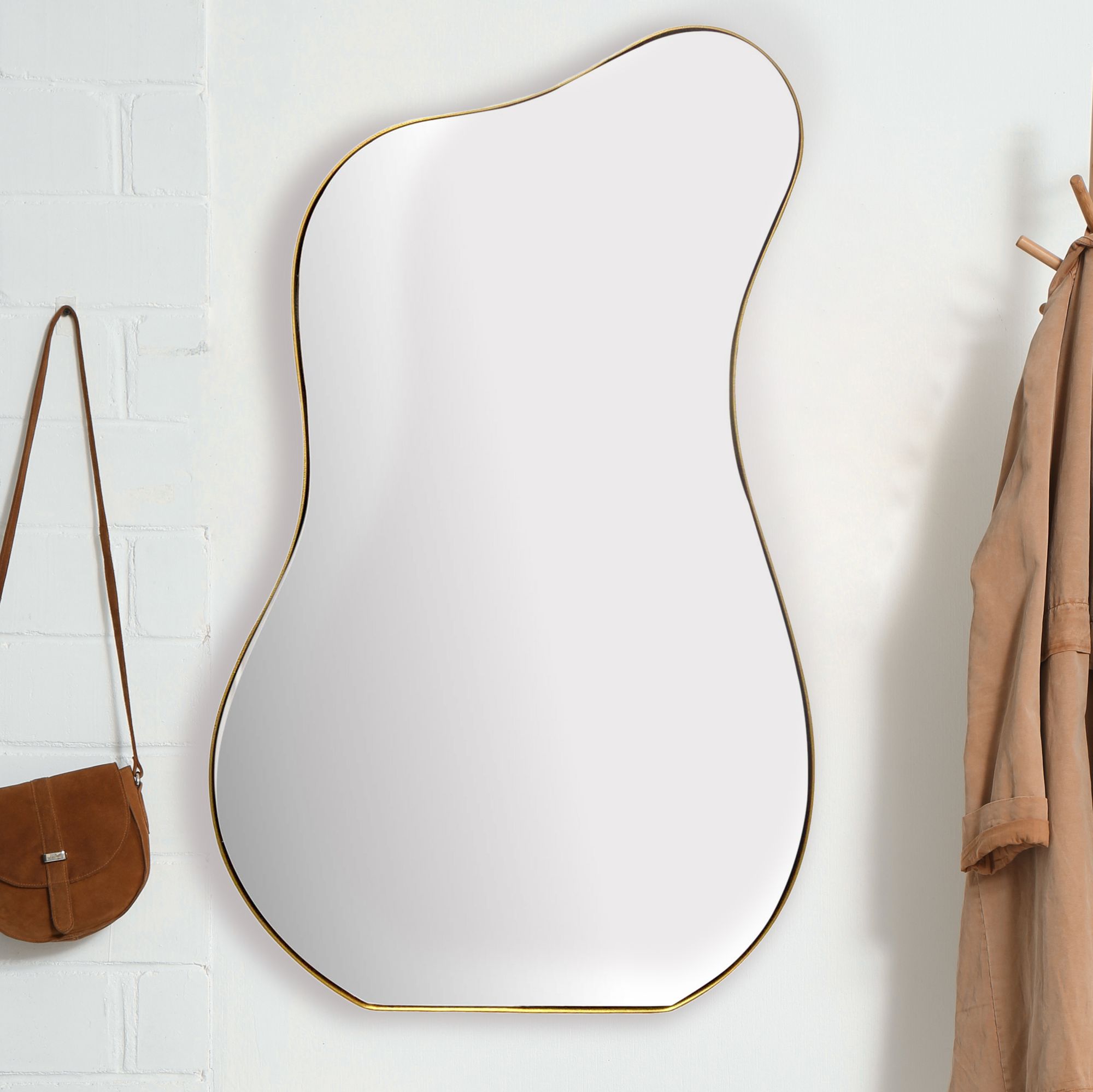 Asymmetrischer Wandspiegel | Metallrahmen Gold | 60x100 cm