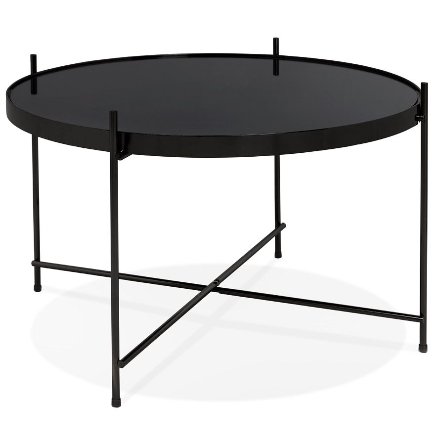 Alterego Couchtisch KOLOS MEDIUM Gestellfarbe Schwarz Tischplatte Schwarz