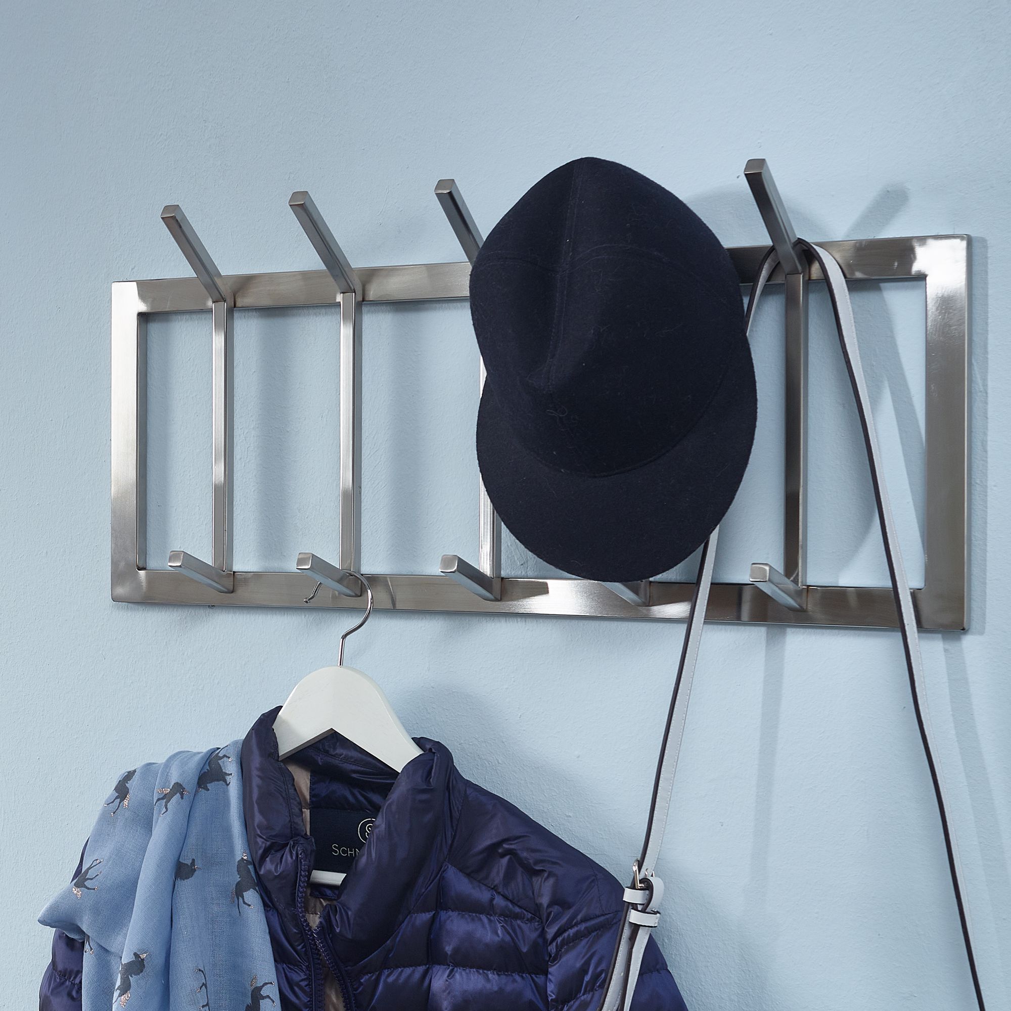 Wohnling wandgarderobe metall 65 cm garderobe silber flur hakenleiste paneel