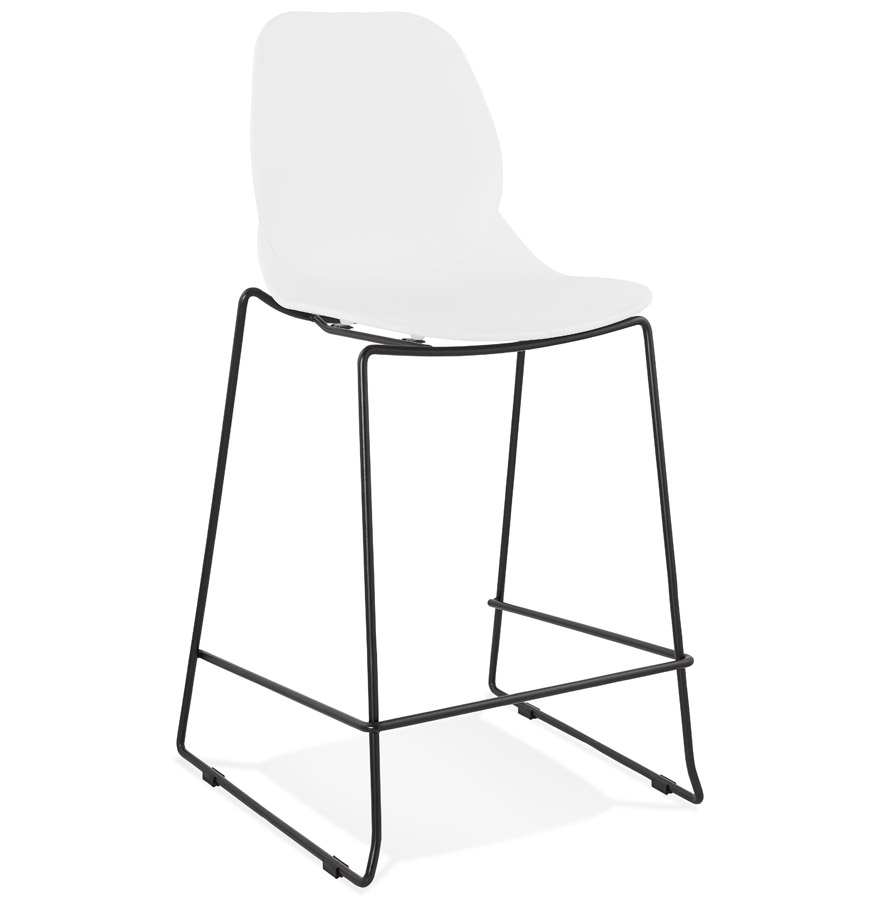 Alterego Barhocker BERLIN MINI Gestellfarbe Schwarz Sitzfläche Weiß
