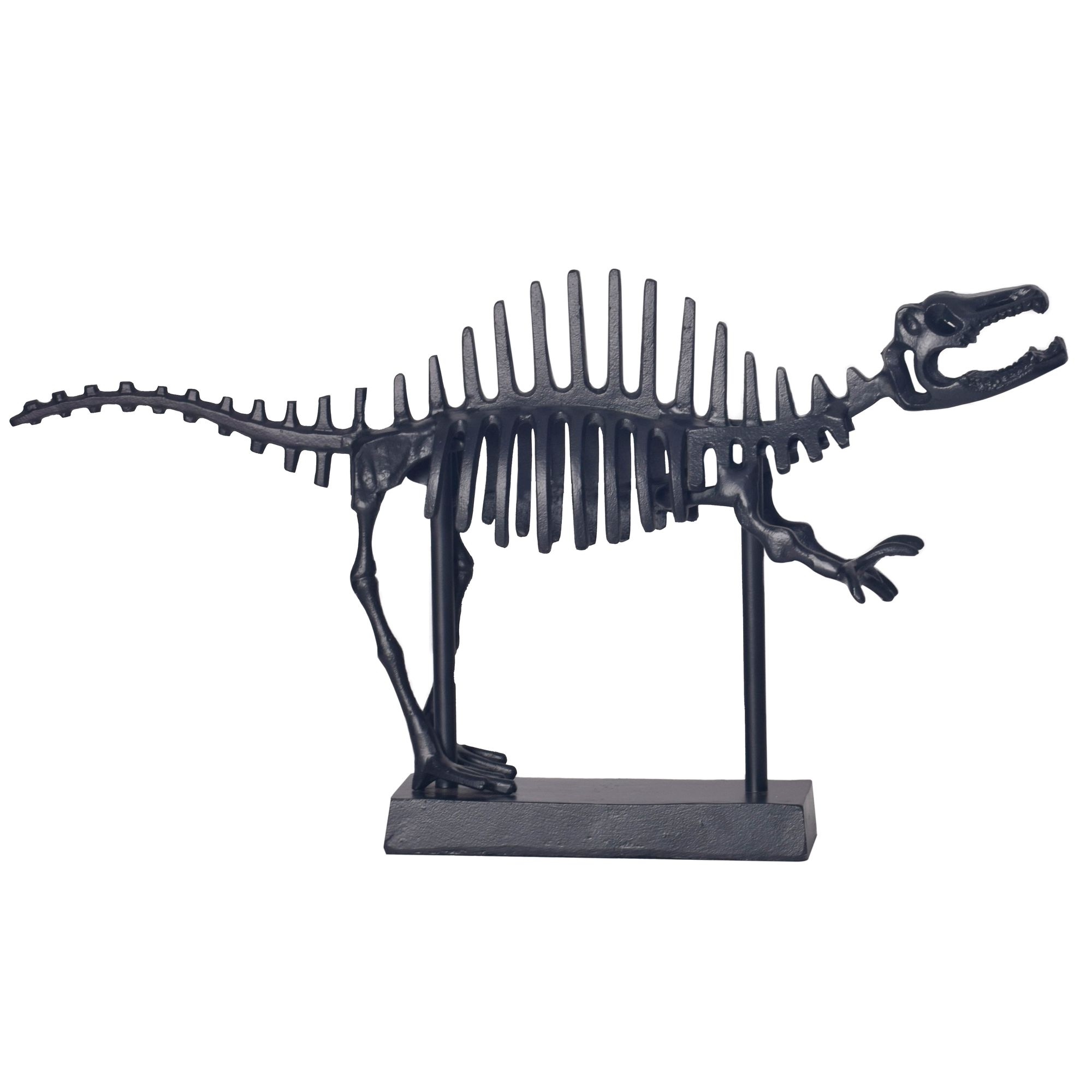 WOHNLING Deko T-Rex Fossil 62 cm Aluminium Schwarz Statue Wohndeko Dekoration