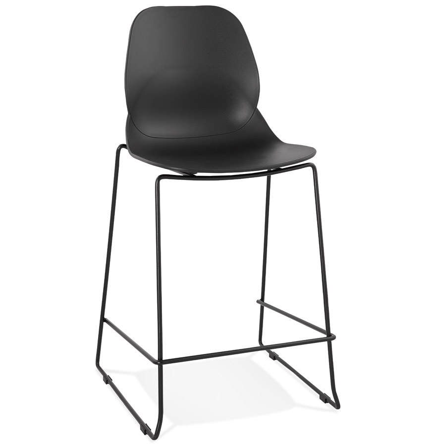 Alterego Barhocker BERLIN MINI Gestellfarbe Schwarz Sitzfläche Schwarz