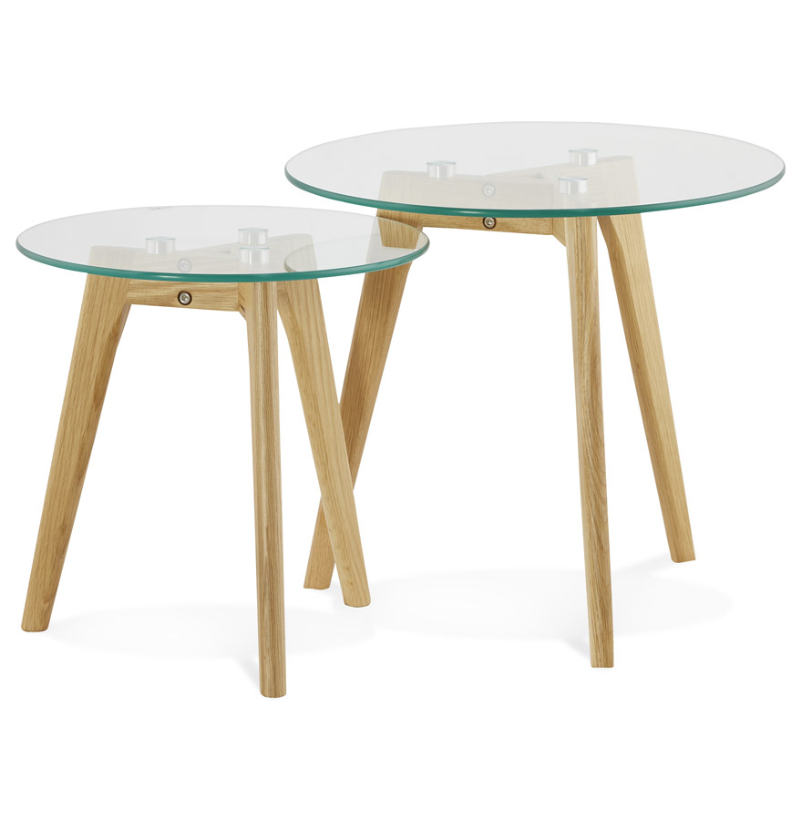 Alterego Couchtisch LOVYOU Gestellfarbe Natur Tischplatte Transparent