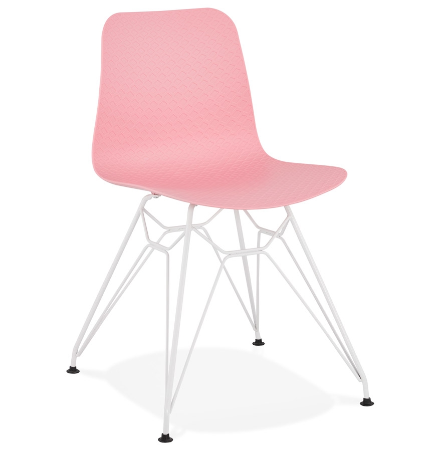 Alterego Stuhl GAUDY Gestellfarbe Weiß Sitzfläche Pink