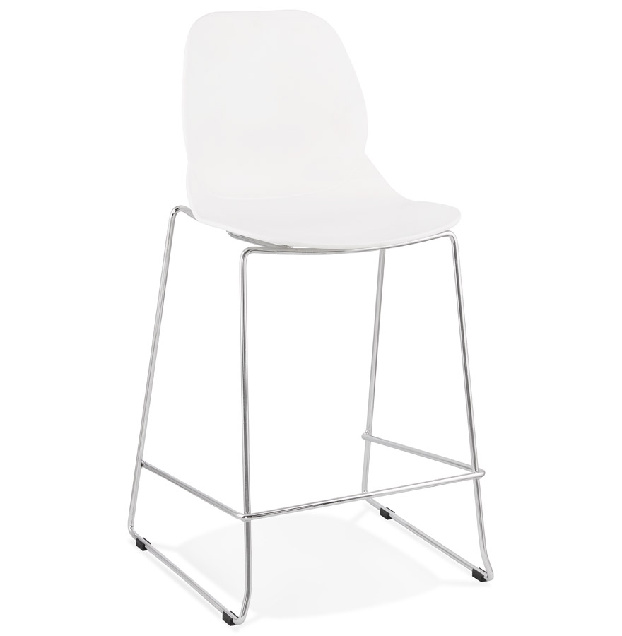 Alterego Barhocker BERLIN MINI Gestellfarbe Chrom Sitzfläche Weiß