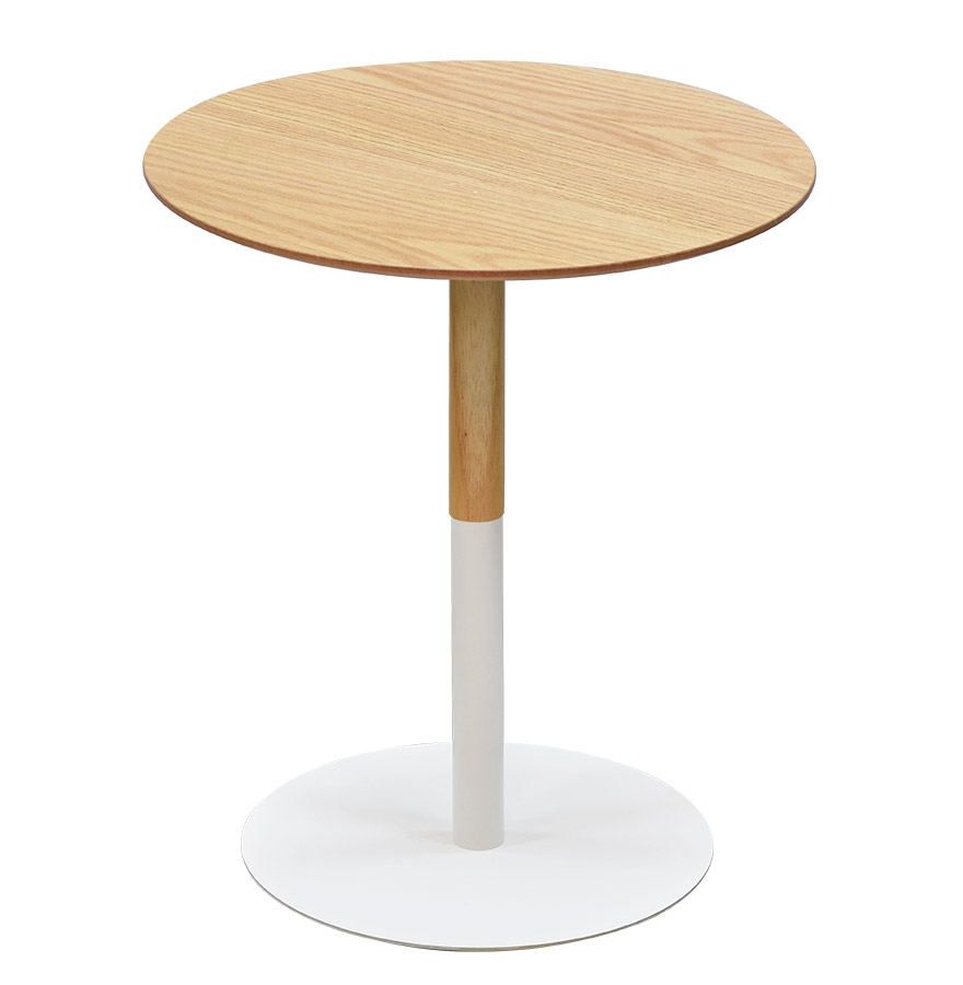 Alterego Couchtisch DILA MINI Gestellfarbe Weiß Tischplatte Natur