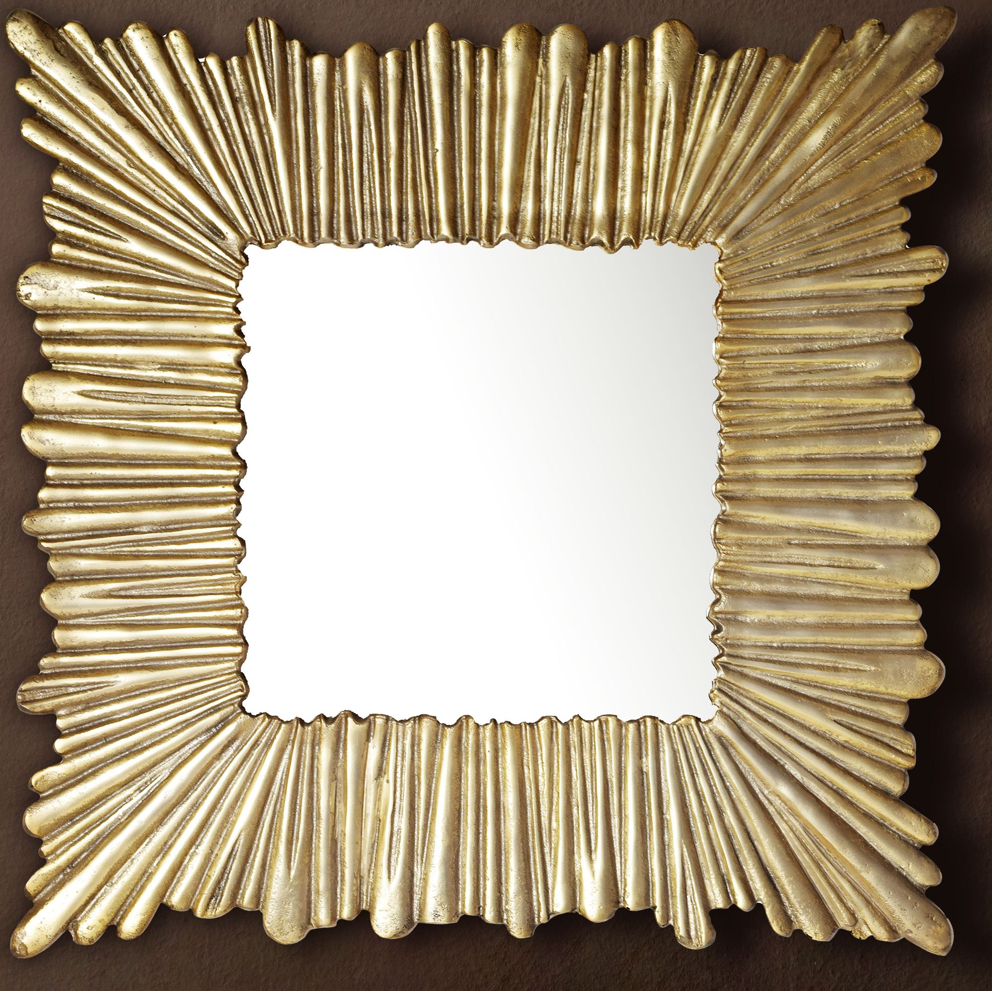 Wandspiegel 75x75 cm metall design hängespiegel gold, aluminium dekospiegel quadratisch mit rahmen, spiegel wand groß, flurspiegel garderobenspiegel modern