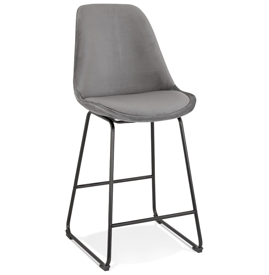 Alterego Barhocker BULLY MINI Gestellfarbe Schwarz Sitzfläche Grau