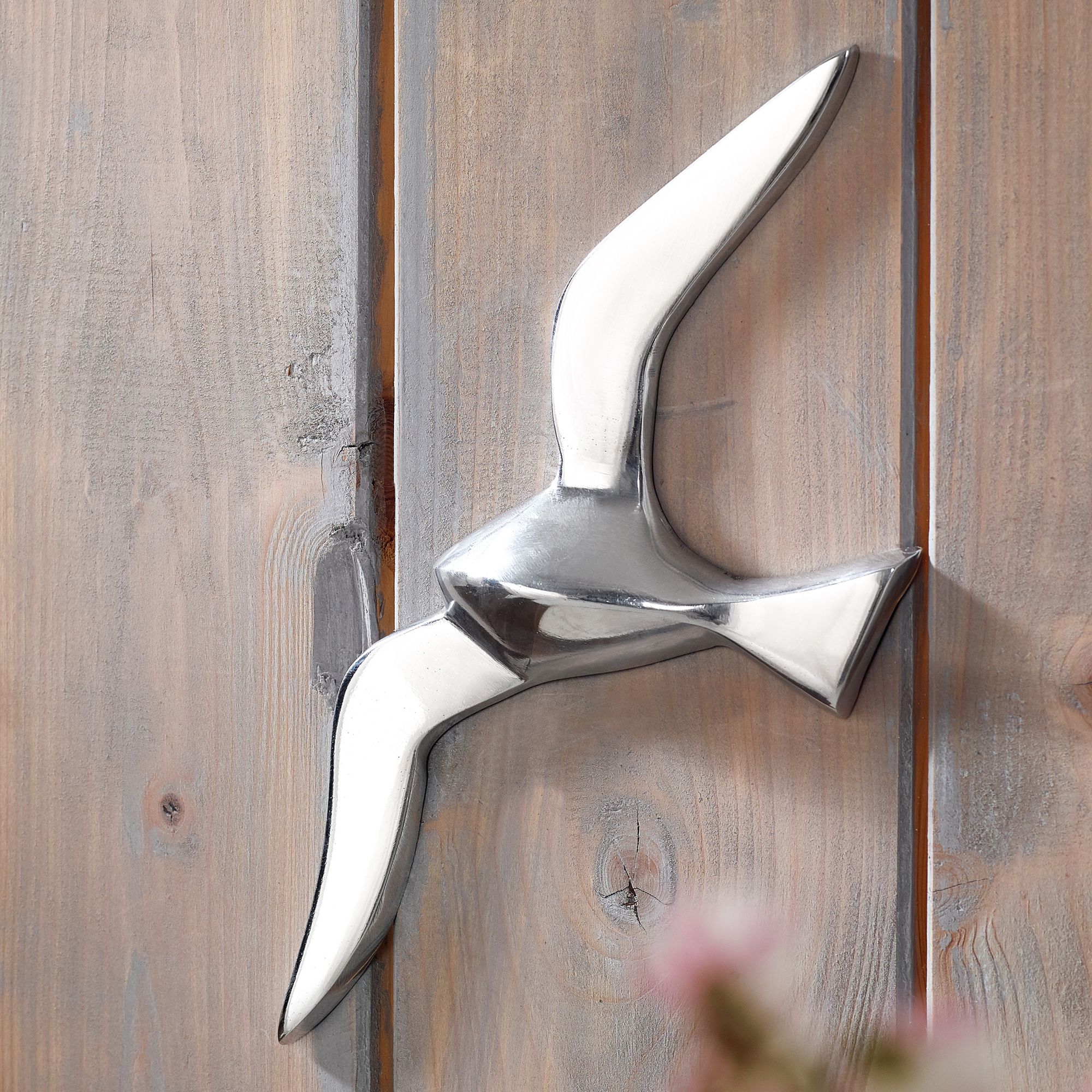 Deko möwe metall alu poliert vogel silber design tier maritim wohnzimmer modern