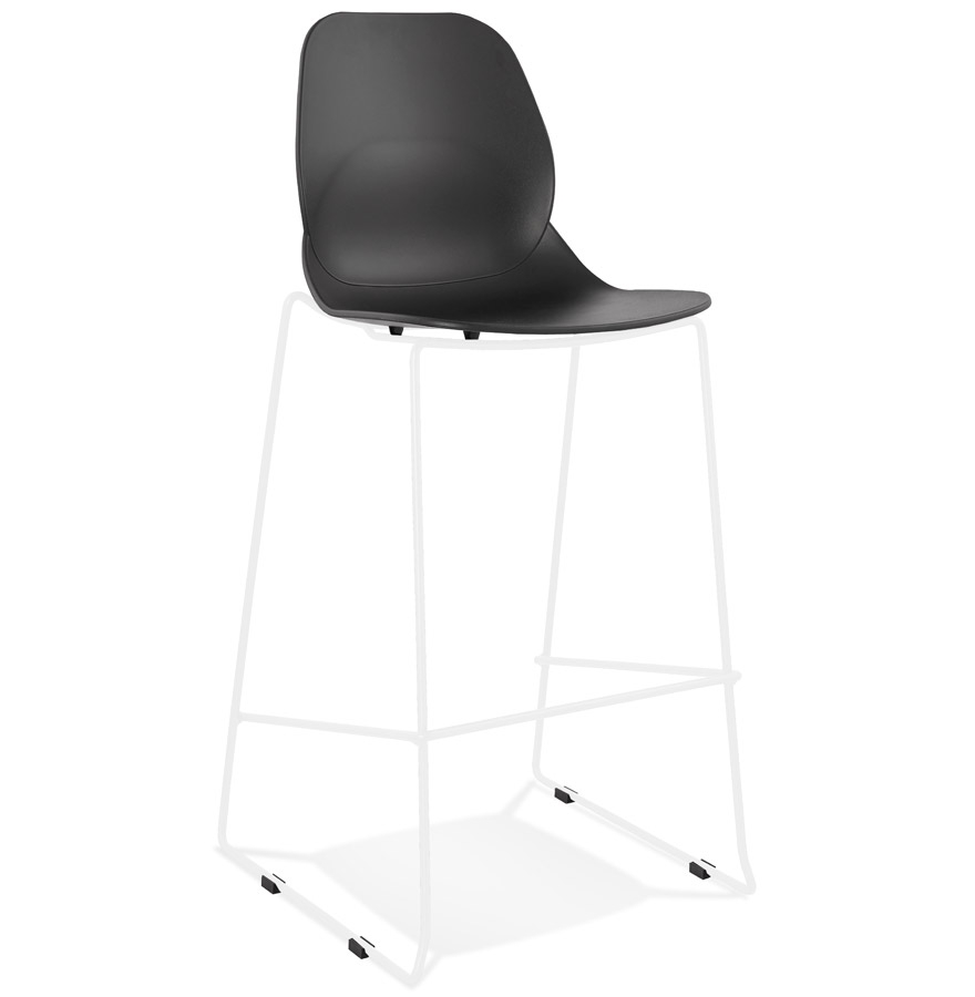 Alterego Barhocker BERLIN Gestellfarbe Weiß Sitzfläche Schwarz