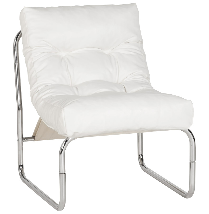 Alterego Sessel LOFT Gestellfarbe Chrom Sitzfläche Weiß