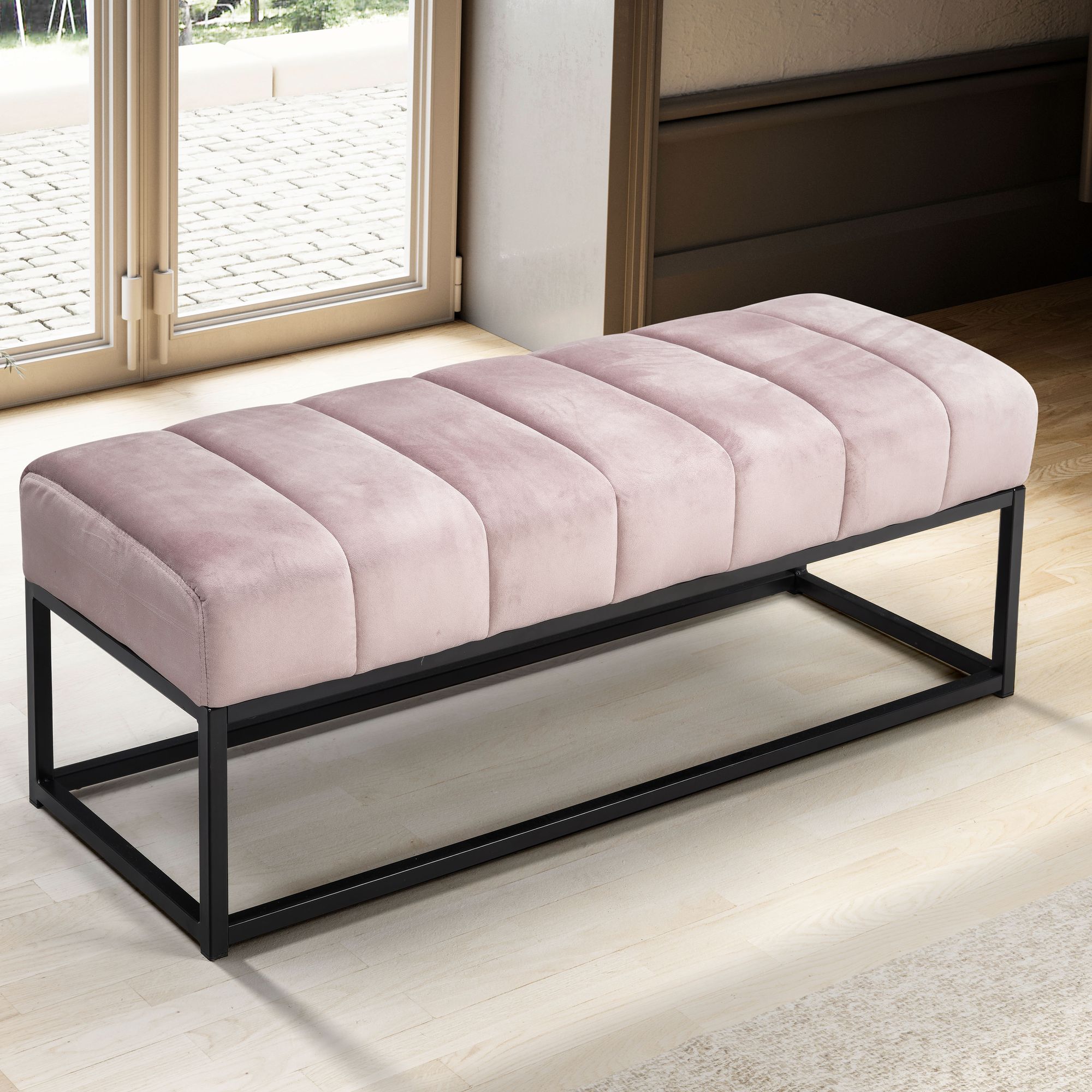 Wohnling sitzbank samt rosa polsterbank 108 cm bettbank flurbank modern bank