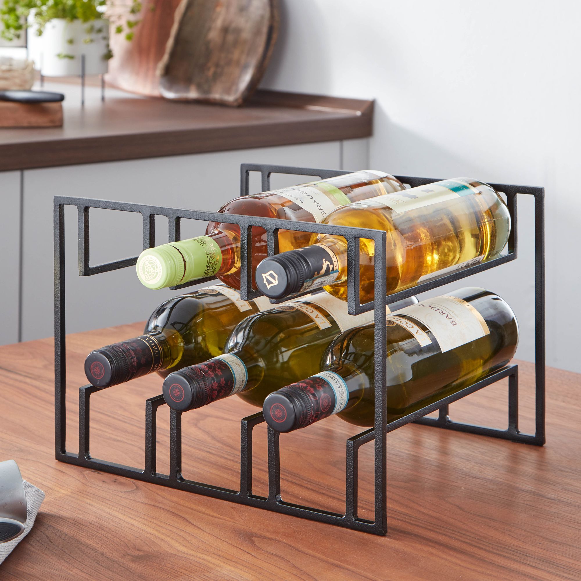 Wohnling weinflaschenhalter 29x21x25cm metall schwarz weinregal tisch weinhalter