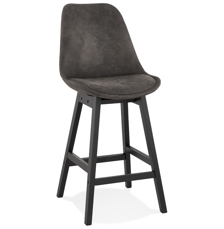 Alterego Barhocker ASPEN MINI Gestellfarbe Schwarz Sitzfläche Dunkelgrau