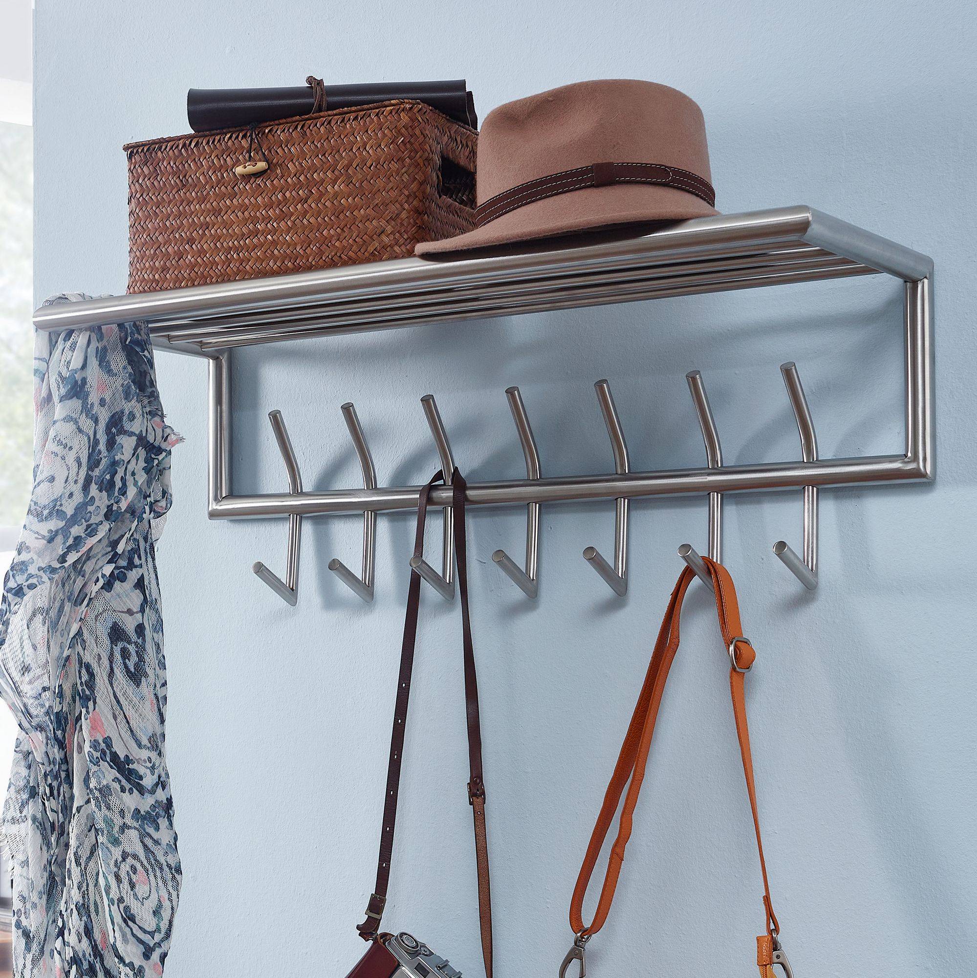 Wohnling wandgarderobe garderobe metall 74,5 cm silber flur hakenleiste ablage