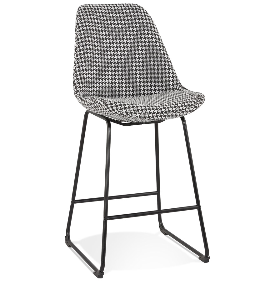 Alterego Barhocker BULLY MINI Gestellfarbe Schwarz Sitzfläche Hahnentritt