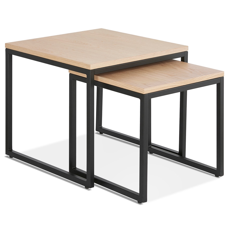 Alterego Couchtisch MOMA Gestellfarbe Schwarz Tischplatte Natur