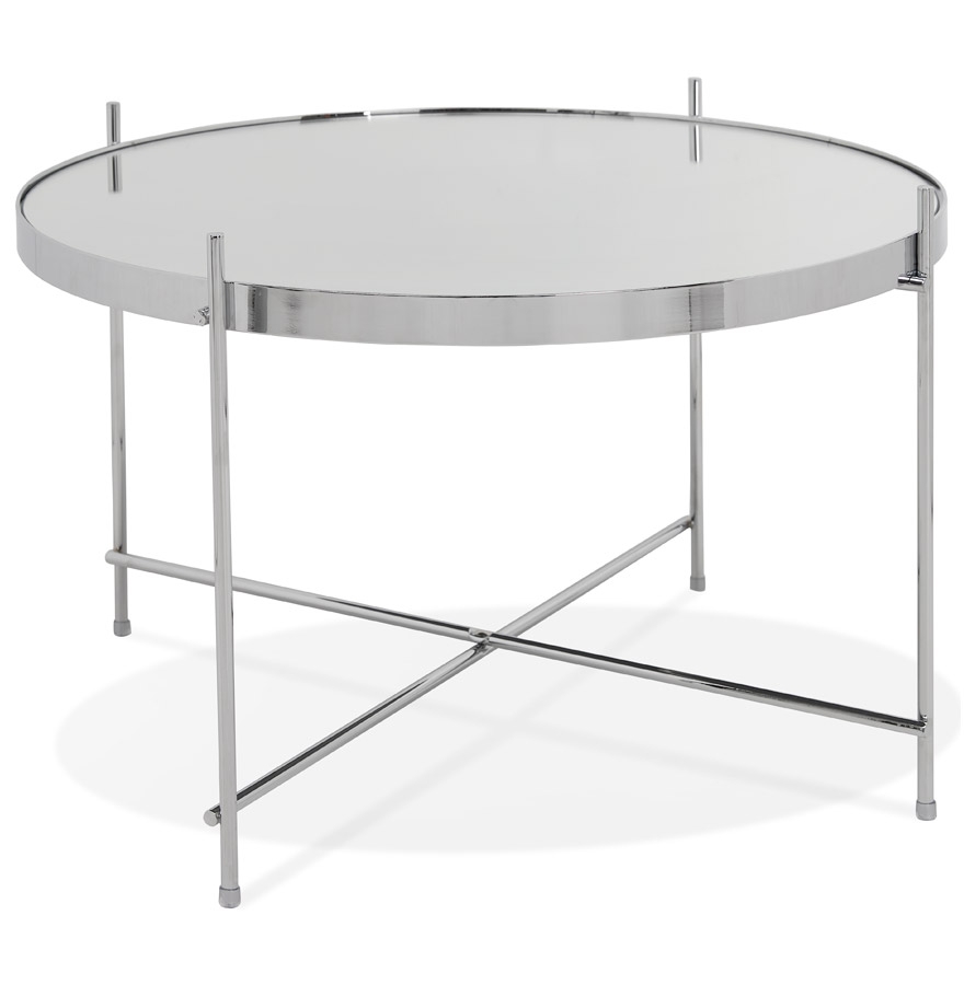 Alterego Couchtisch KOLOS MEDIUM Gestellfarbe Chrom Tischplatte Chrom