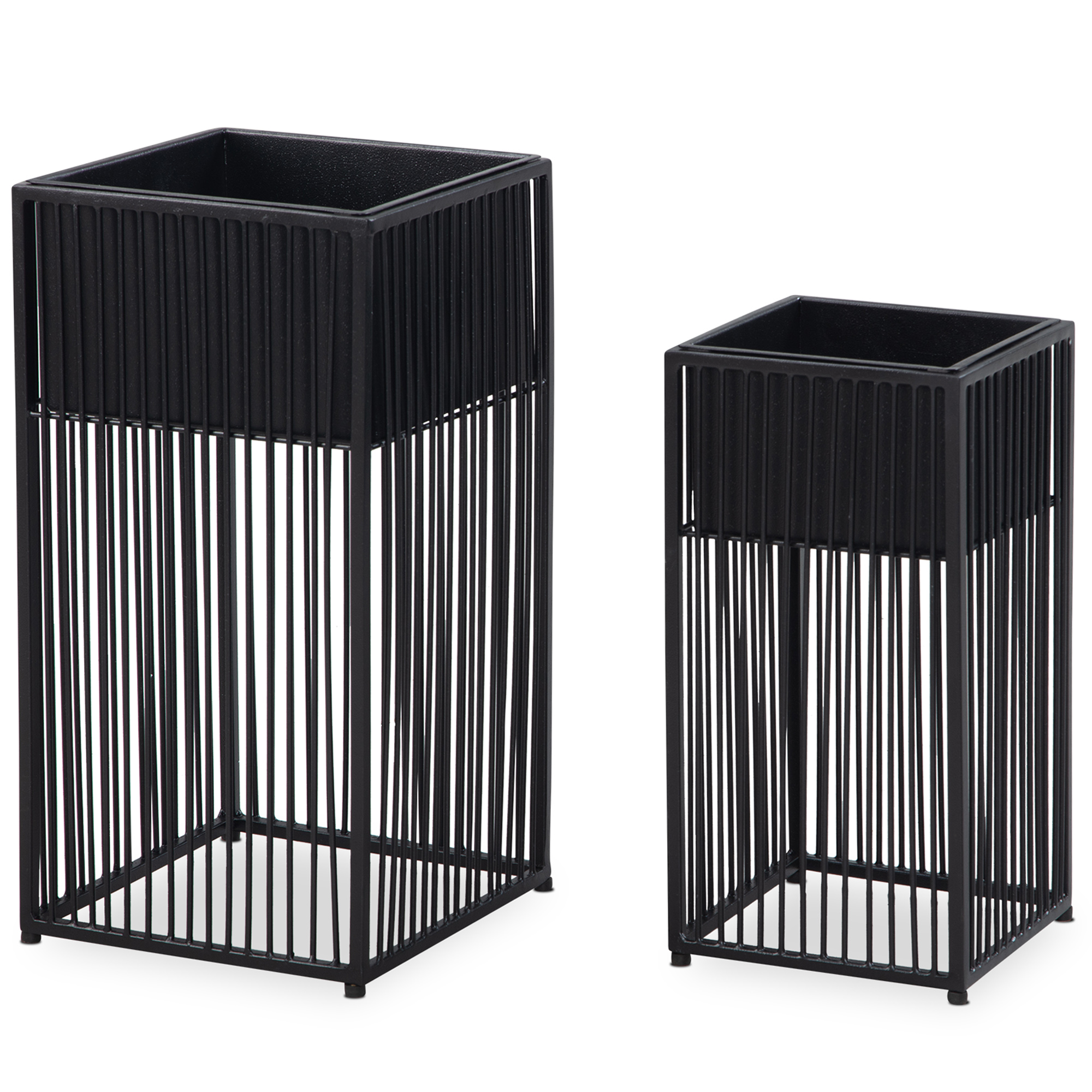 Wohnling blumentopf 2er set metall pflanzenkübel schwarz quadratisch pflanzgefäß