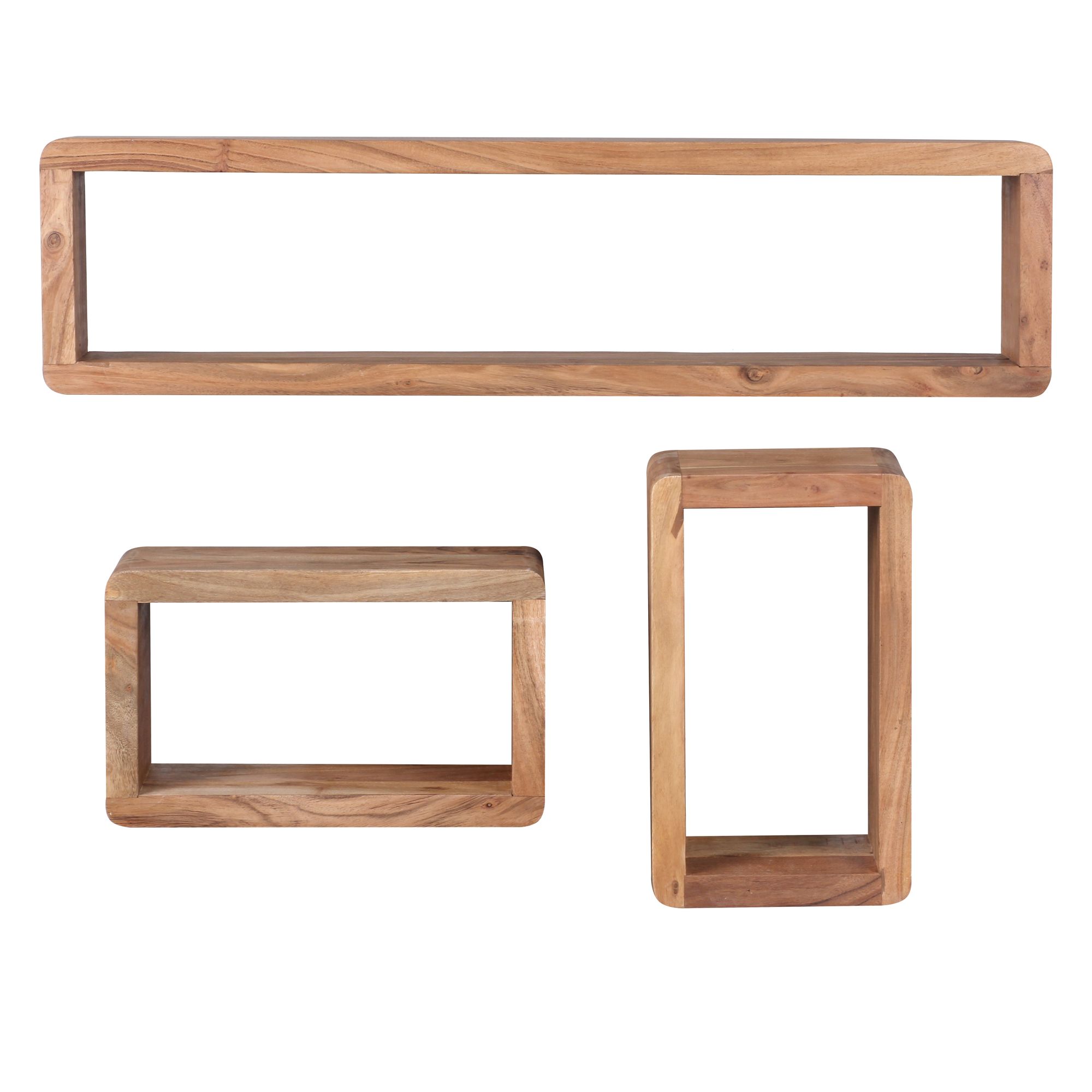 Wohnling akazie 3er set wandregale boha cubes hängeregal regal bücherregal massiv
