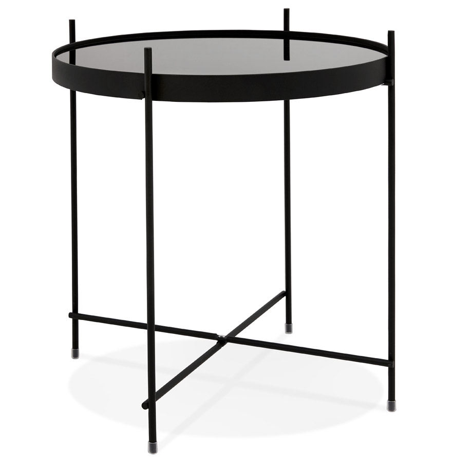 Alterego Couchtisch KOLOS SMALL Gestellfarbe Schwarz Tischplatte Schwarz