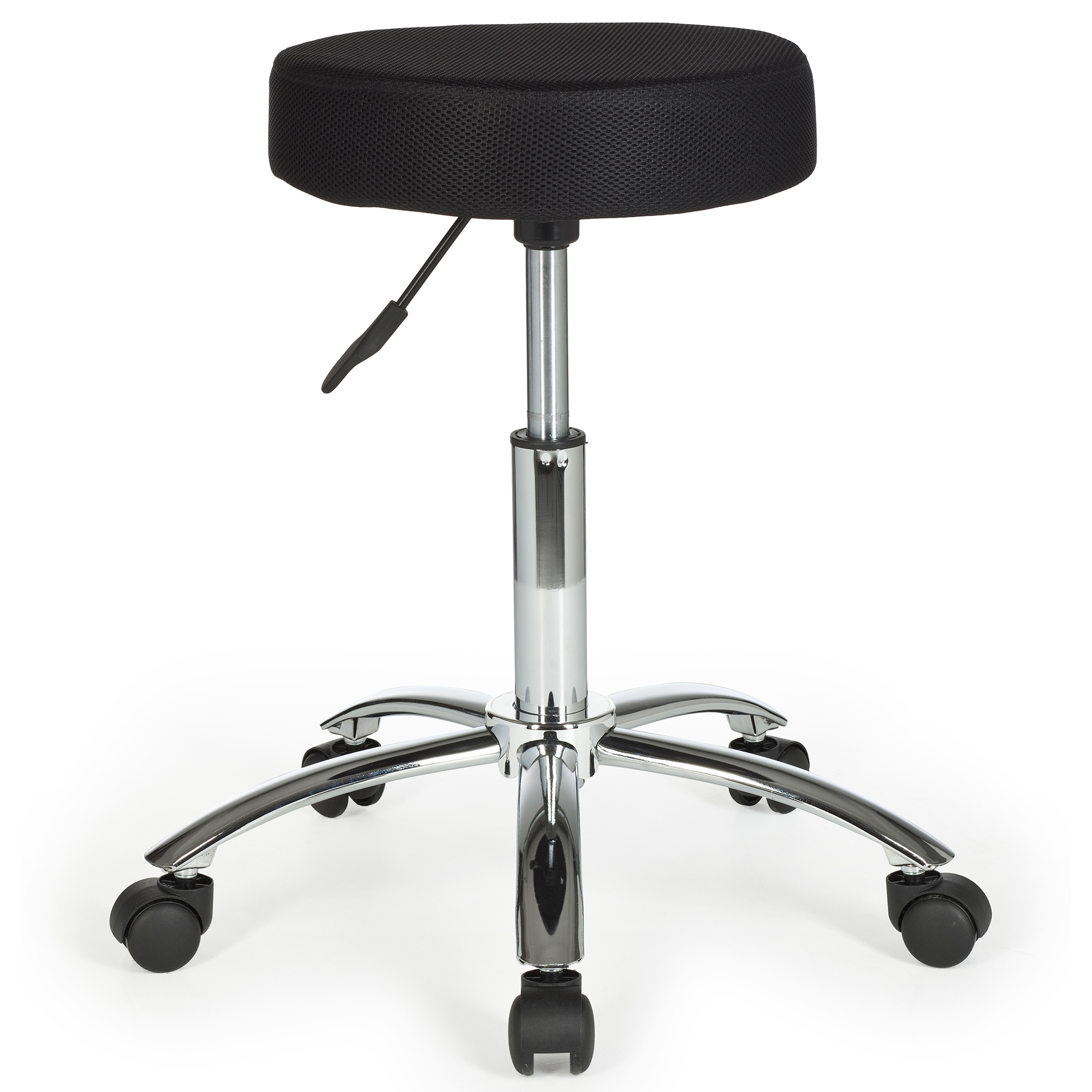 Amstyle arbeitshocker stoff rollhocker drehhocker schwarz kosmetikhocker
