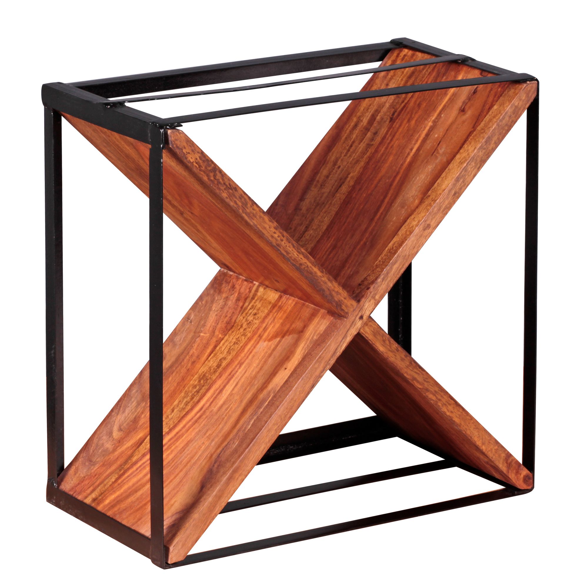 Wohnling weinregal akola massiv-holz sheesham flaschenregal 16 flaschen metallrahmen