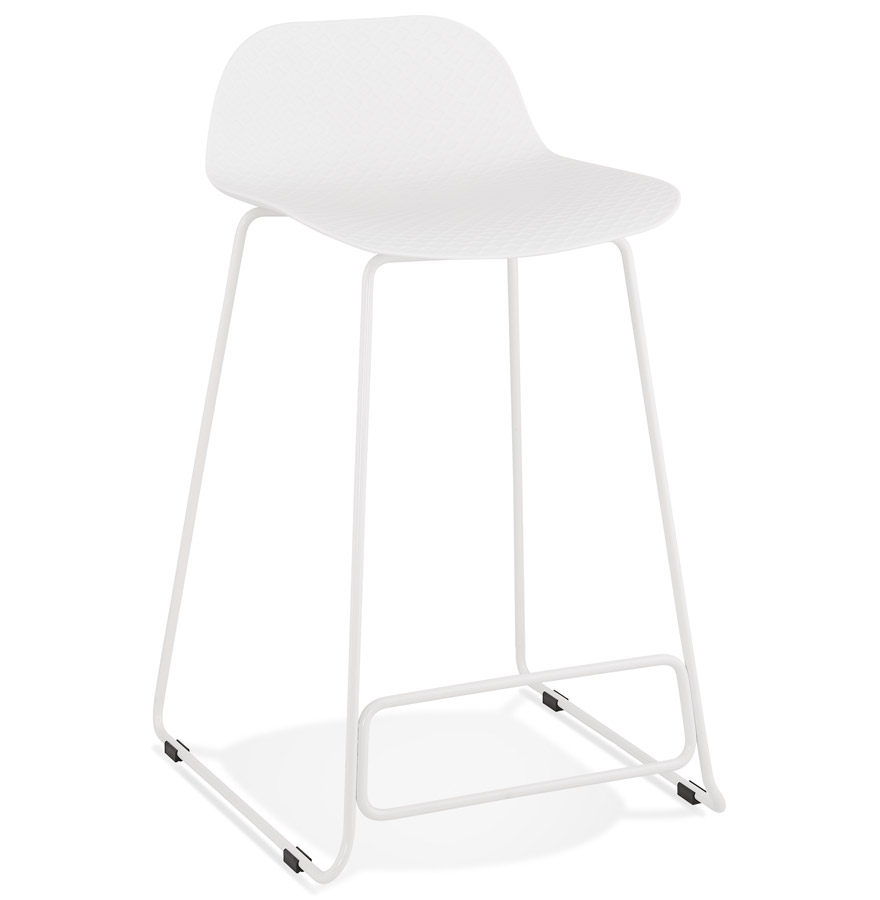 Alterego Barhocker BABYLOS MINI Gestellfarbe Weiß Sitzfläche Weiß